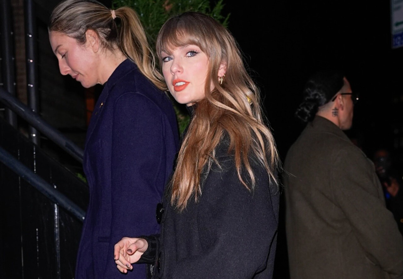 Taylor Swift and Este Haim photographed outside Chez Margaux in New York City