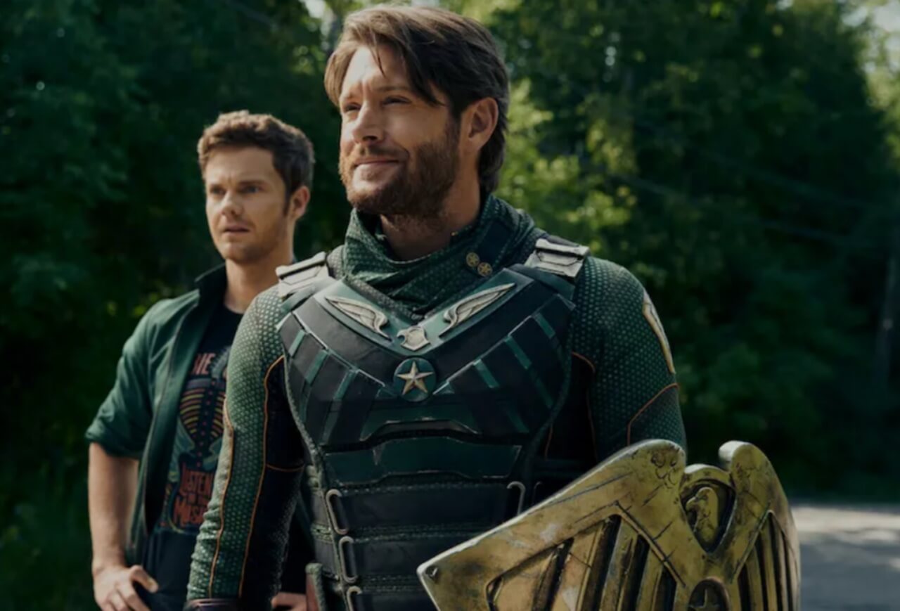 Homelander addresses a crowd in The Boys Season 5 teaser with dramatic lighting.