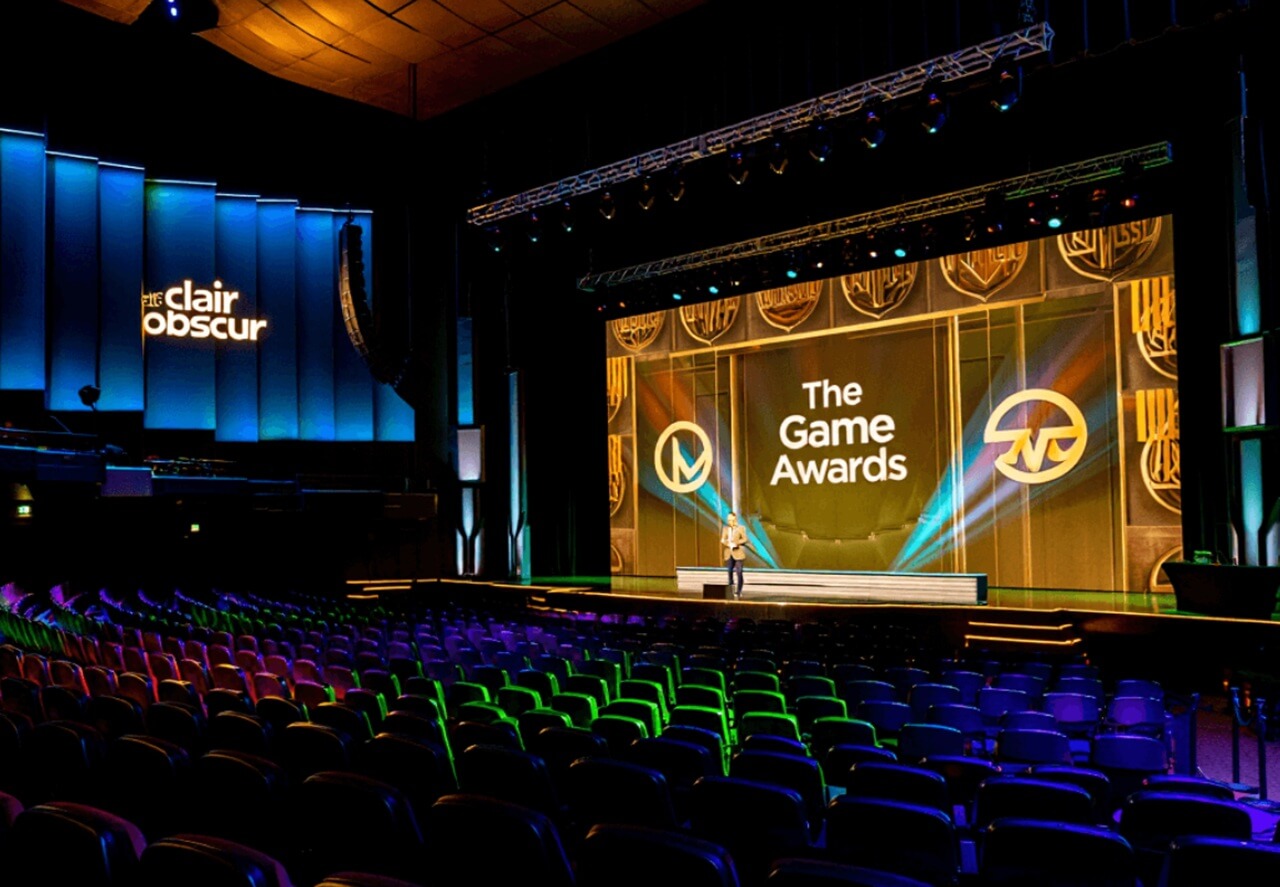 The Game Awards stage set for the 2025 ceremony at the Peacock Theater