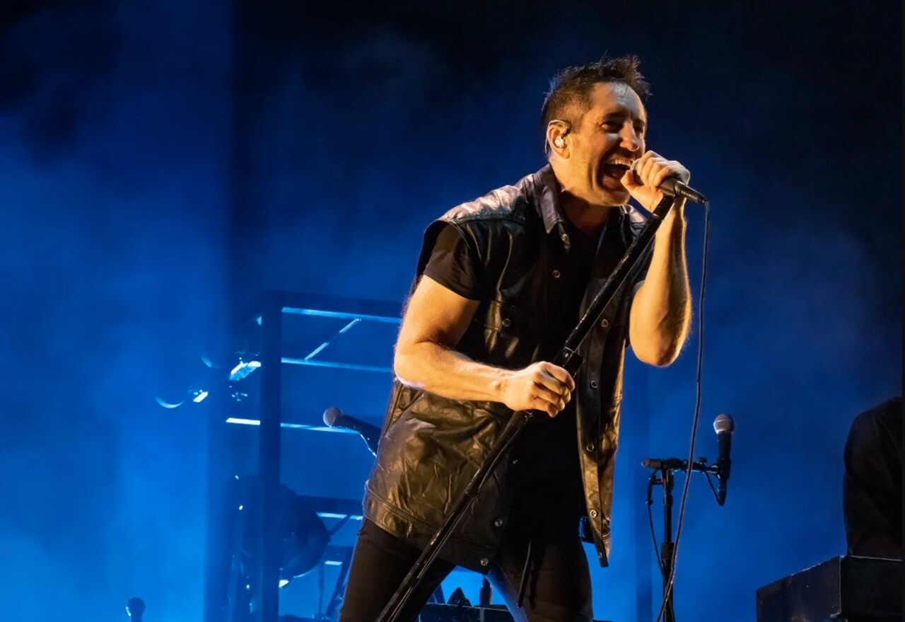 Trent Reznor performs live with Nine Inch Nails during concert tour