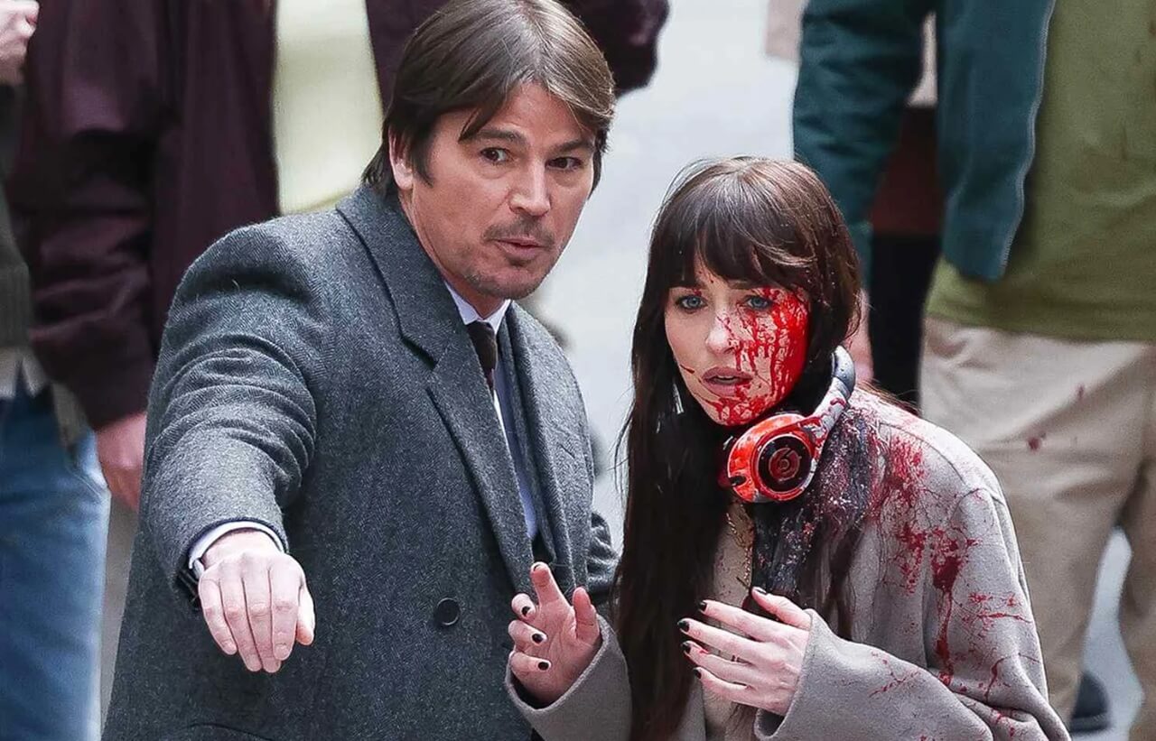 Dakota Johnson and Josh Hartnett filming Verity in New York City