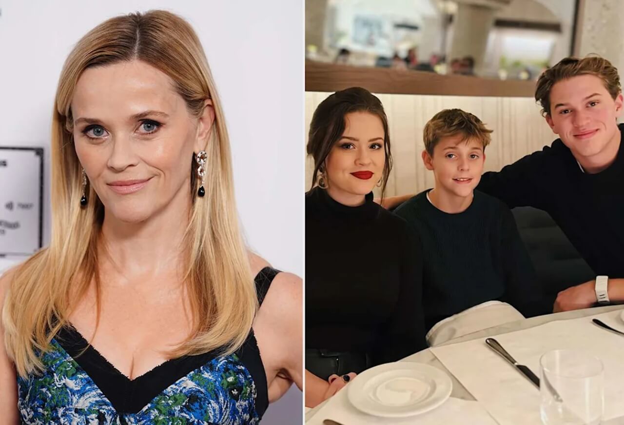 Reese Witherspoon with her kids Ava, Deacon, and Tennessee posing together