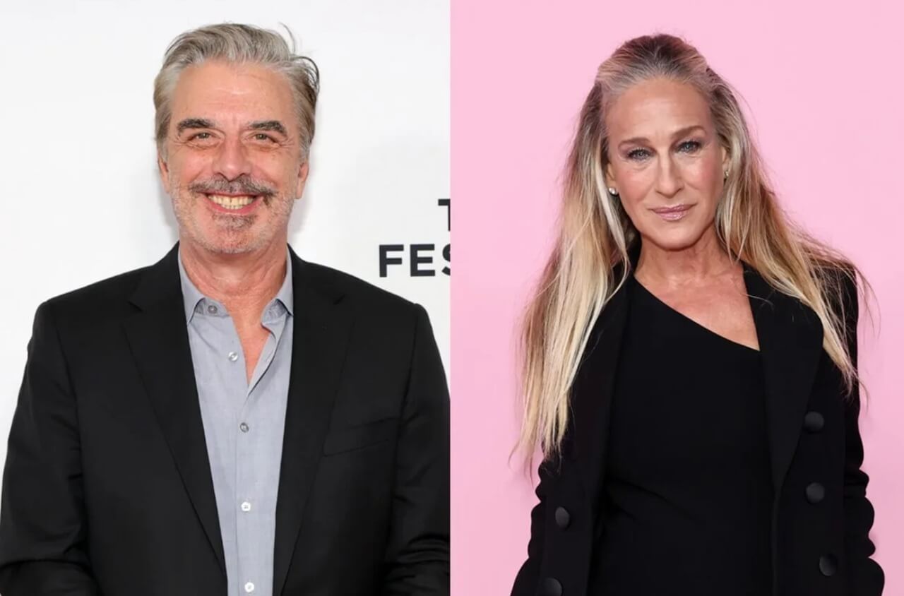 Chris Noth and Sarah Jessica Parker pose together at Sex and the City event before feud.