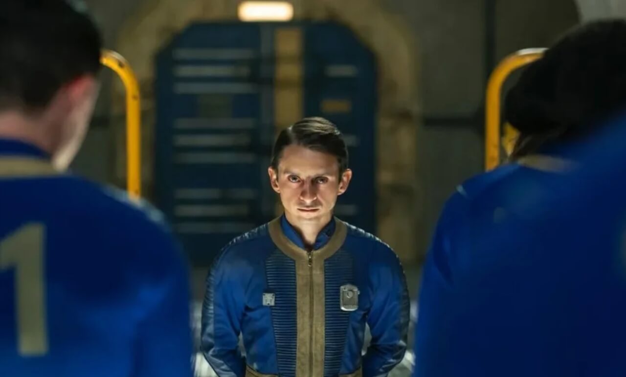 Contestants in Prime Video’s Fallout Shelter competition inside a Vault‑Tec vault.