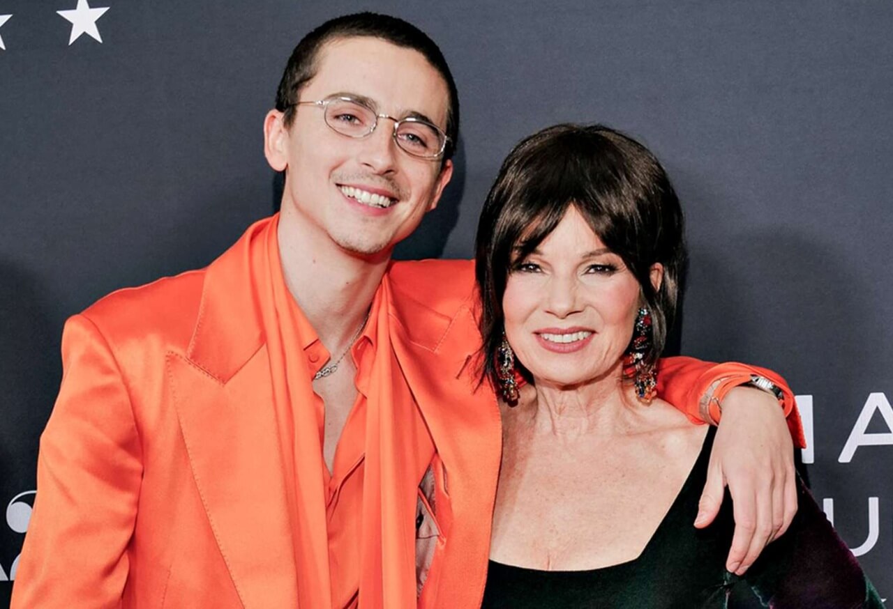 Fran Drescher with Timothée Chalamet at the Marty Supreme premiere.