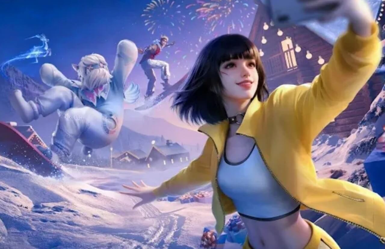 Garena Free Fire Max gameplay featuring character skins and rewards.