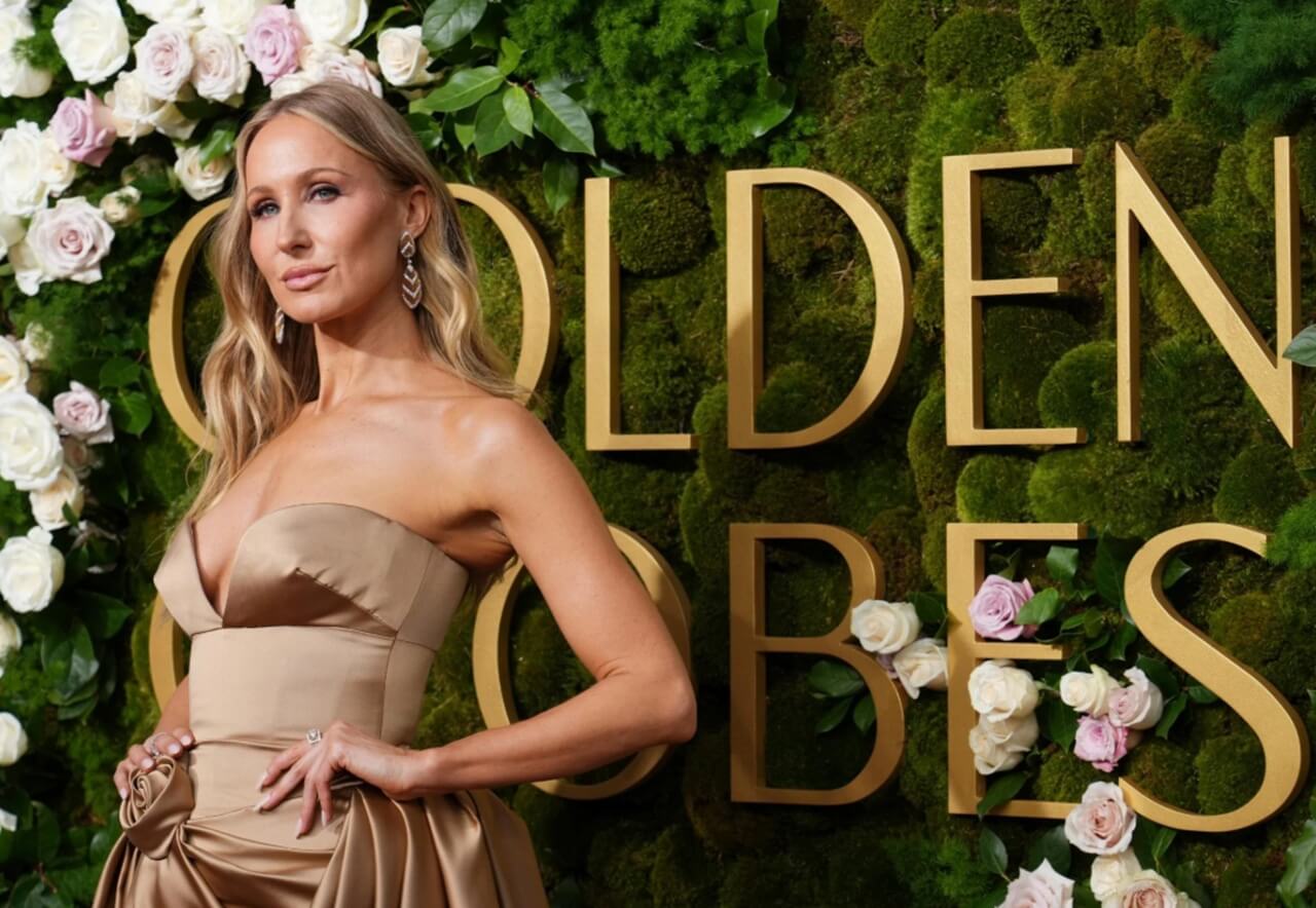 Nikki Glaser hosting the Golden Globes ceremony at the Beverly Hilton.