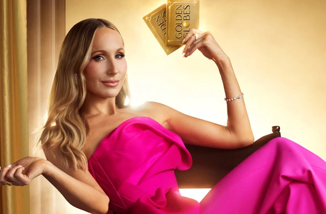 Nikki Glaser hosting the 2026 Golden Globe Awards.