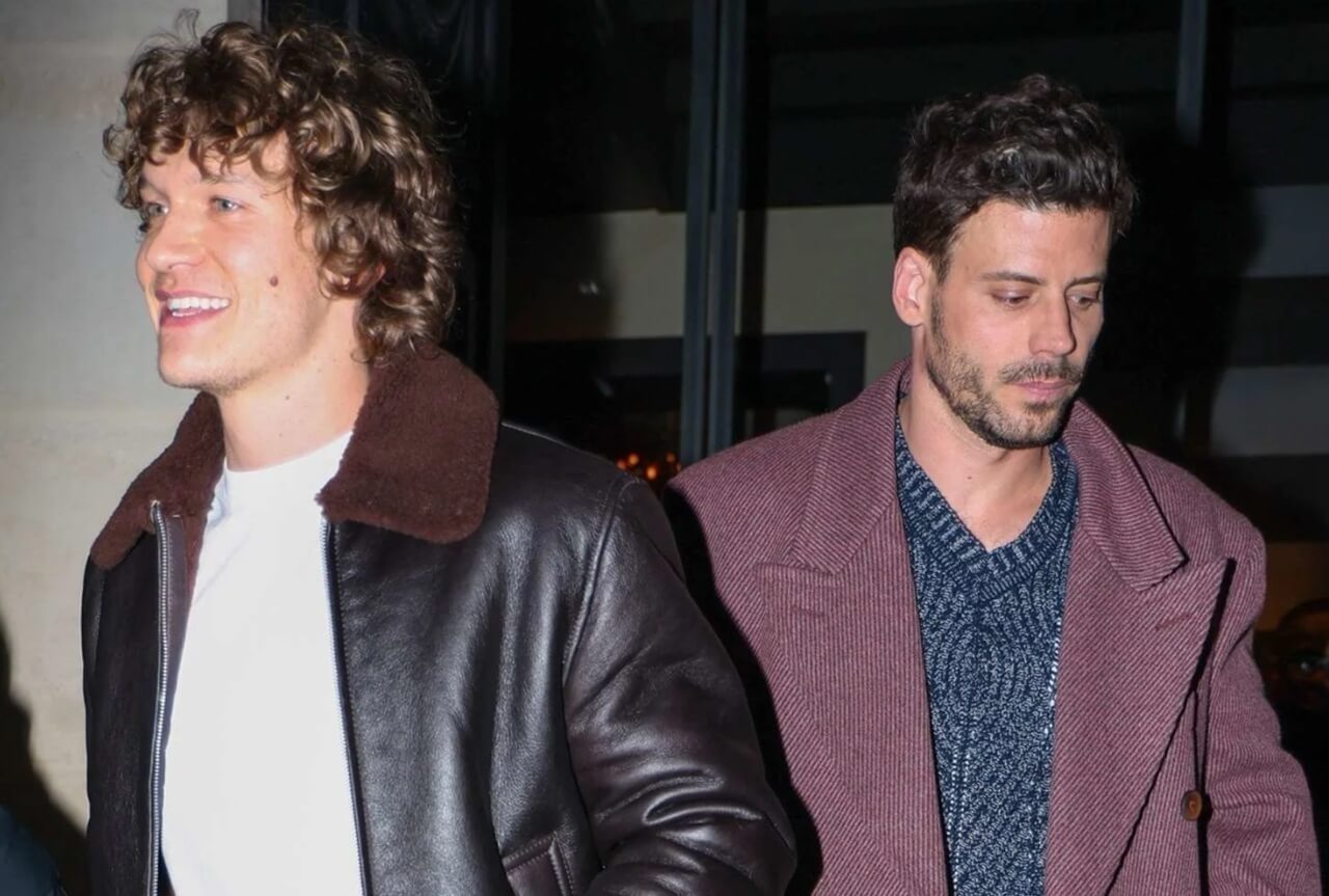 Connor Storrie and François Arnaud step out in stylish winter outfits at Paris Fashion Week.
