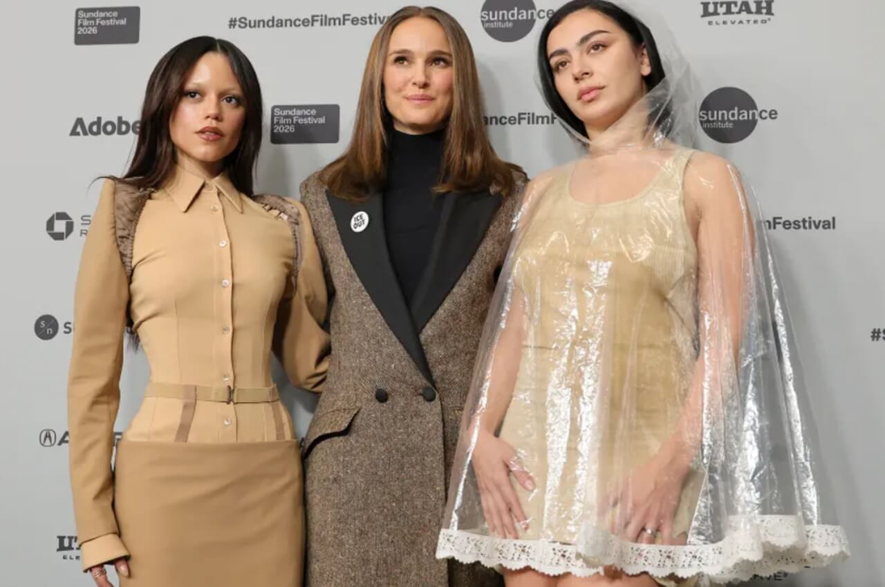 Jenna Ortega wears Mugler Spring 2026 at The Gallerist Sundance premiere.