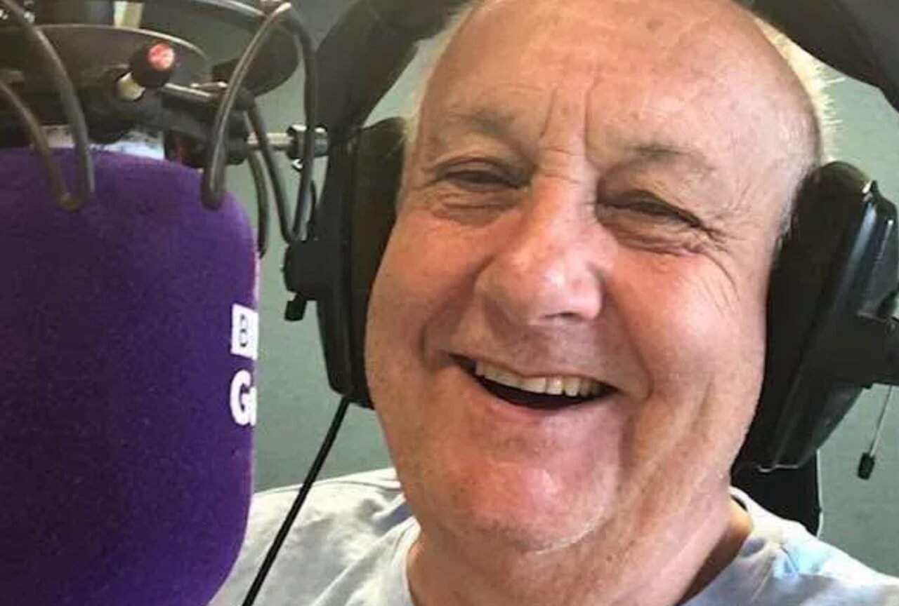 BBC presenter John Randall broadcasting live from the Guernsey studio.