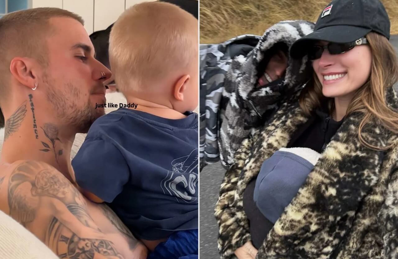 Justin Bieber cuddles son Jack Blues in sweet Instagram photo shared by Hailey Bieber.