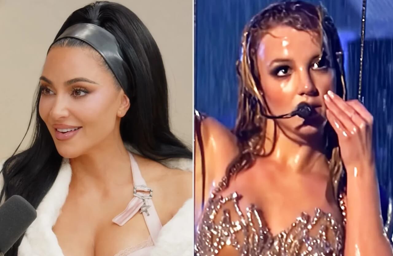 Kim Kardashian reveals she owns Britney Spears’ Bob Mackie crystal bra from 2001 HBO concert.