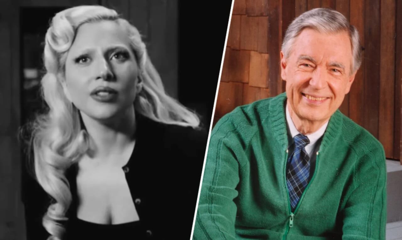 Lady Gaga recording Mister Rogers’ theme song for Super Bowl commercial.