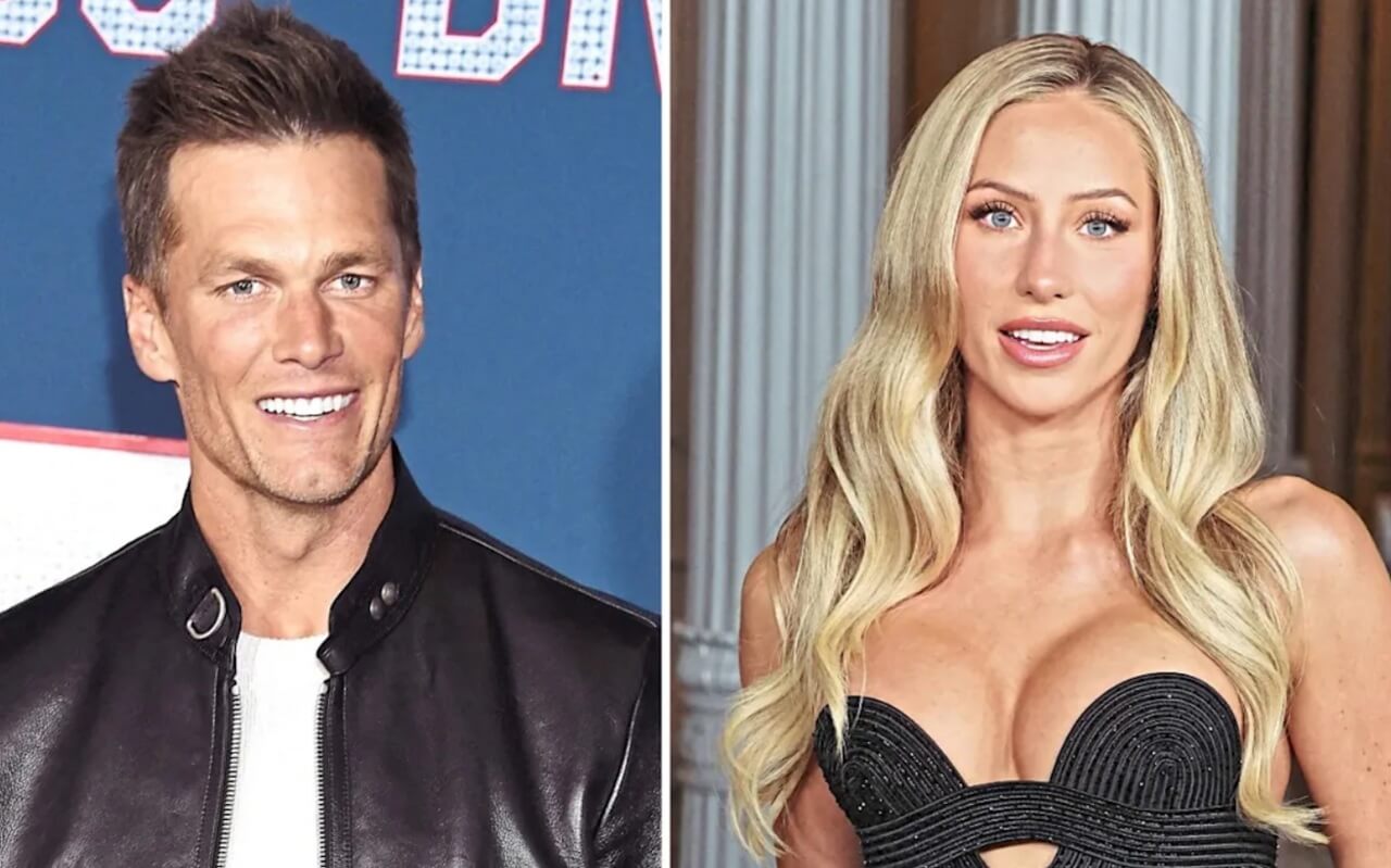 Tom Brady with Alix Earle at party; Nikki Garcia wearing Cooper DeJean jersey at Eagles game