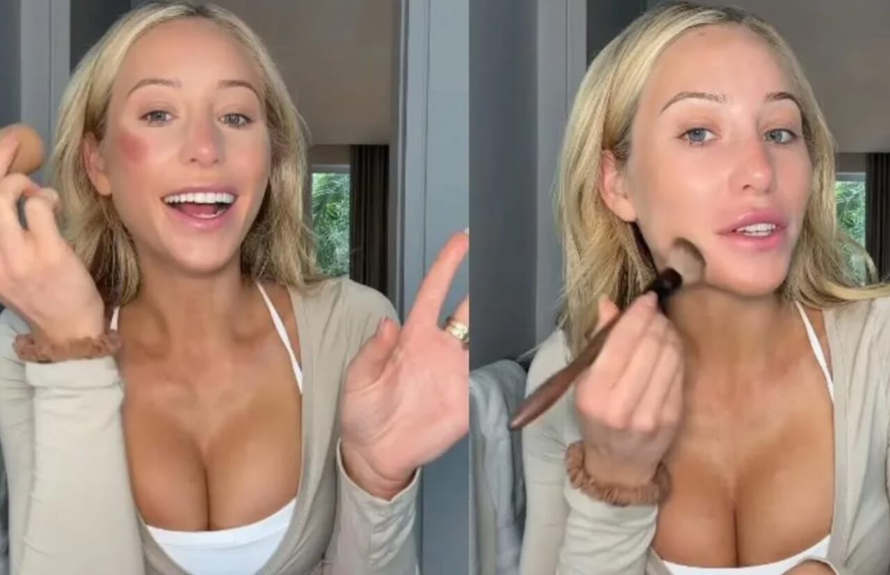 "Alix Earle styles a layered crop top over a bra top in her GRWM video."