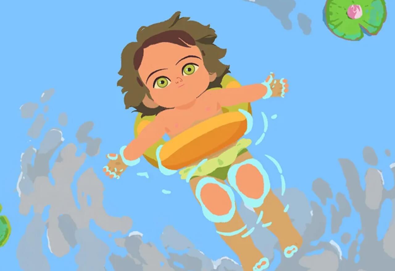 Poster of Little Amélie animated film with rain-soaked dreamy visuals