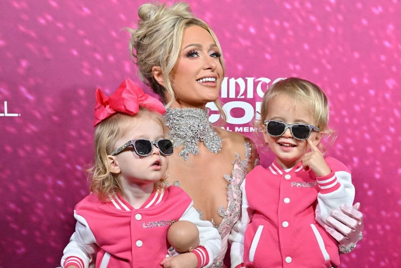 Paris Hilton with her children Phoenix and London at a Los Angeles gala.