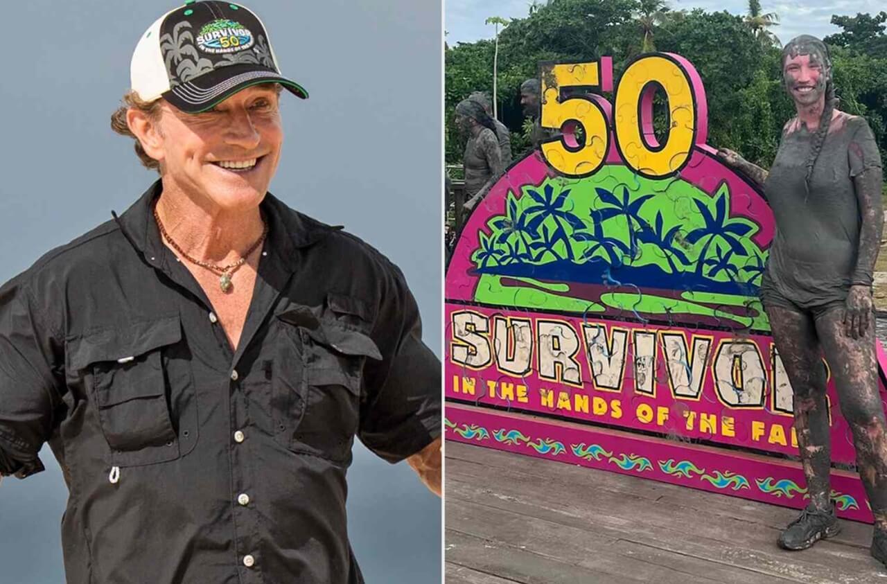 Survivor 50 contestants climbing a wall during the first immunity challenge in Fiji.