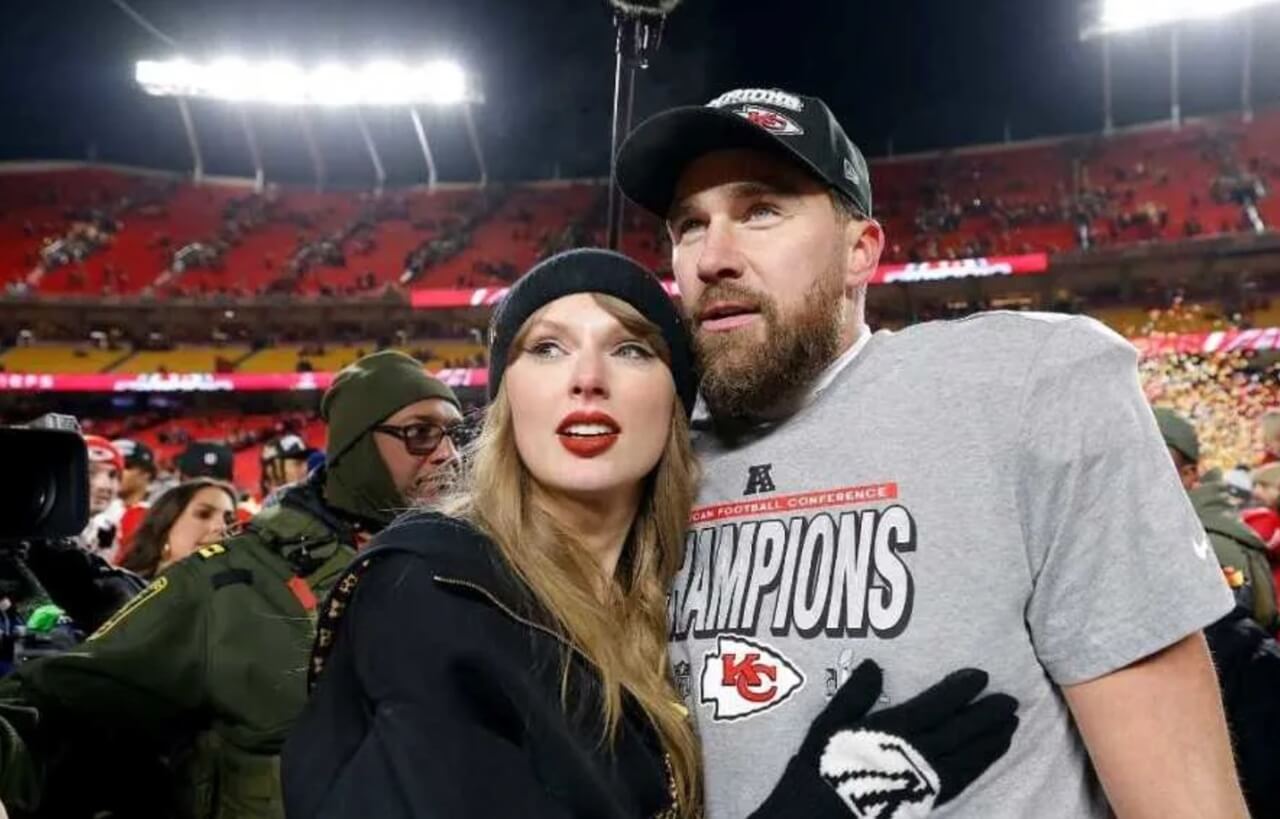 Travis Kelce calls Taylor Swift “My Taylor” on New Heights podcast, sparking fan frenzy.