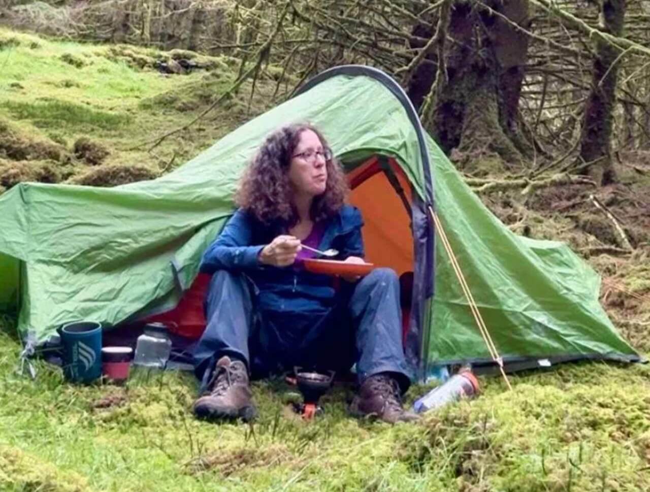 Fiona MacBain camping in Scottish Highlands for TikTok videos