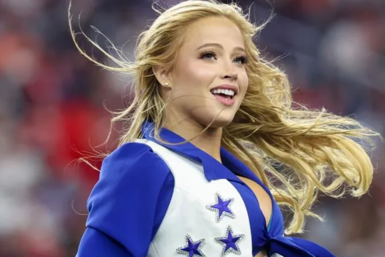 Dallas Cowboys cheerleader Kylie Dickson in a string bikini enjoying the offseason sun.