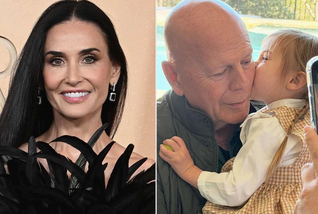 Bruce Willis hugs granddaughter Louetta on his 71st birthday.