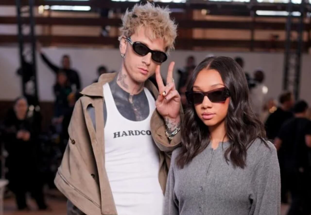 MGK with daughter Casie at Paris Fashion Week after paparazzi mistake her for Megan Fox.