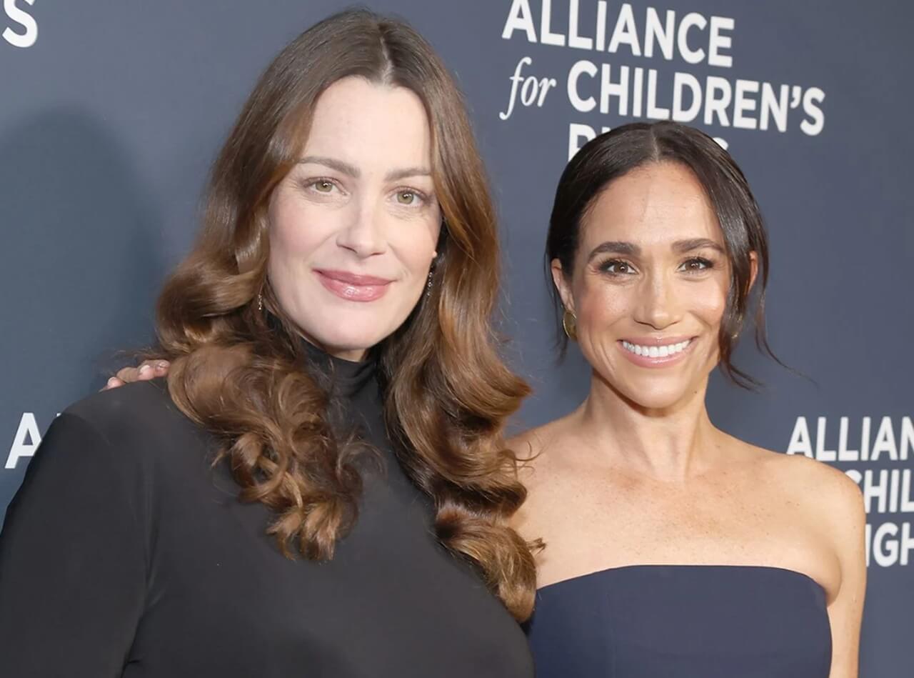 Meghan Markle with Kelly McKee Zajfen at Champions for Children red carpet.