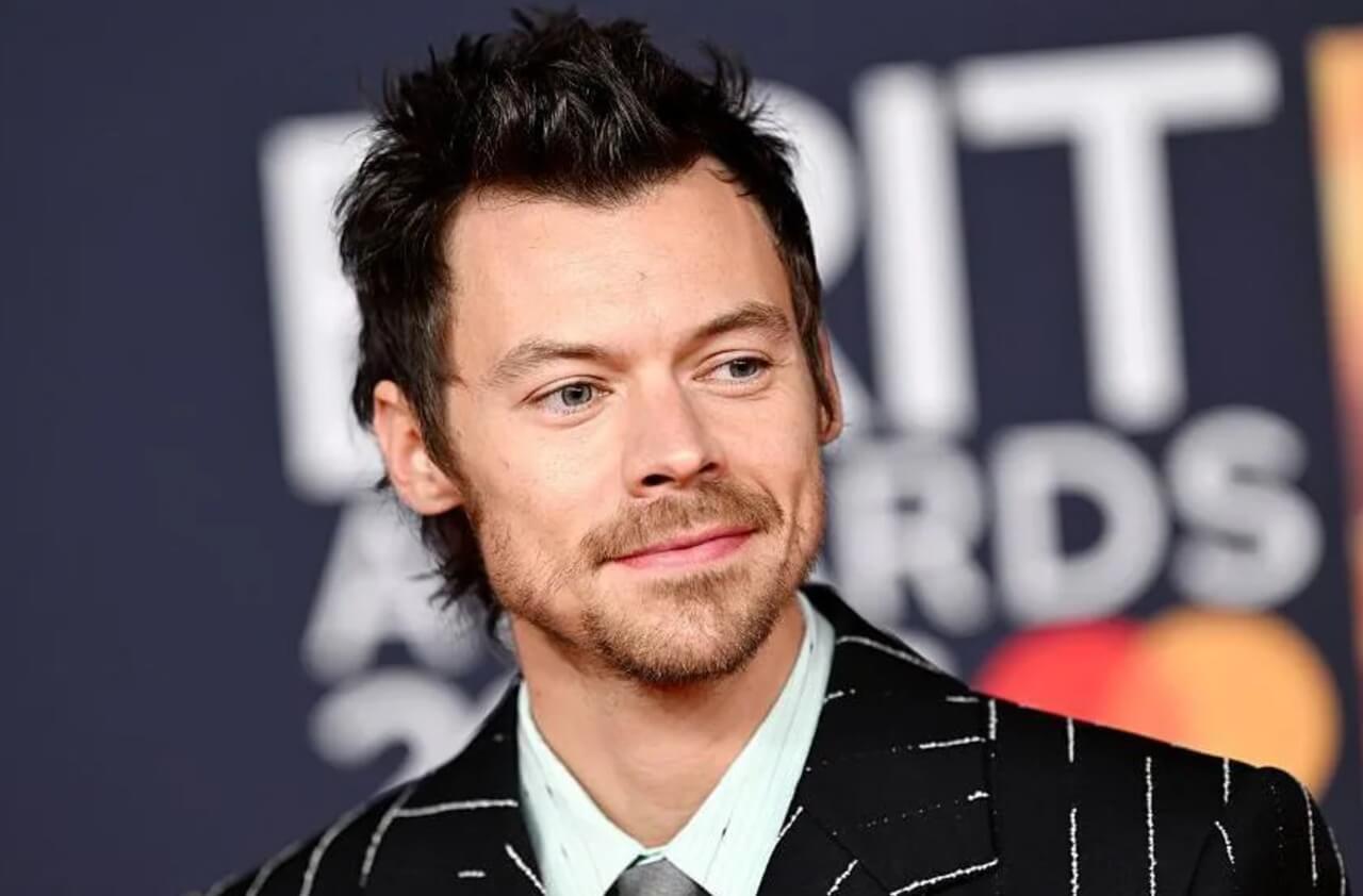 Harry Styles at Brit Awards 2026 red carpet in Manchester.