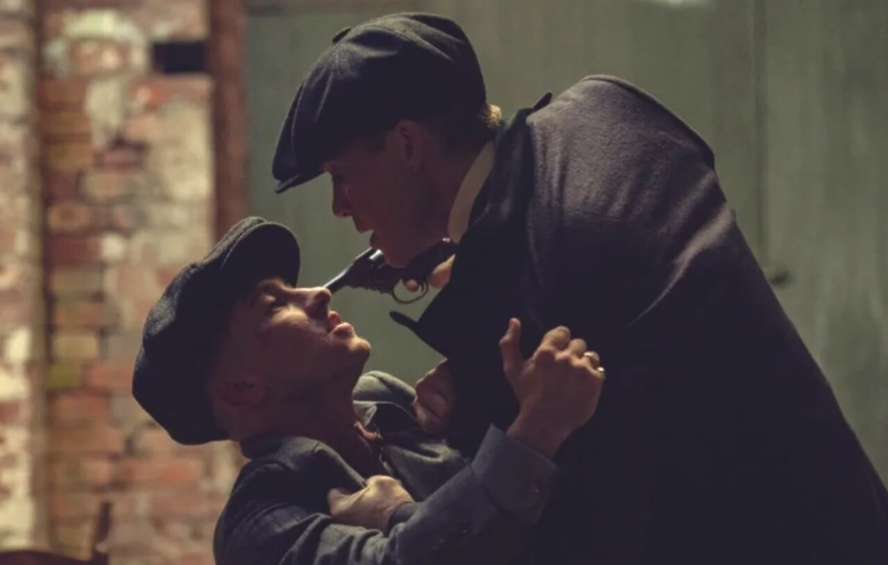 Tommy Shelby and Duke in Peaky Blinders: The Immortal Man final showdown.