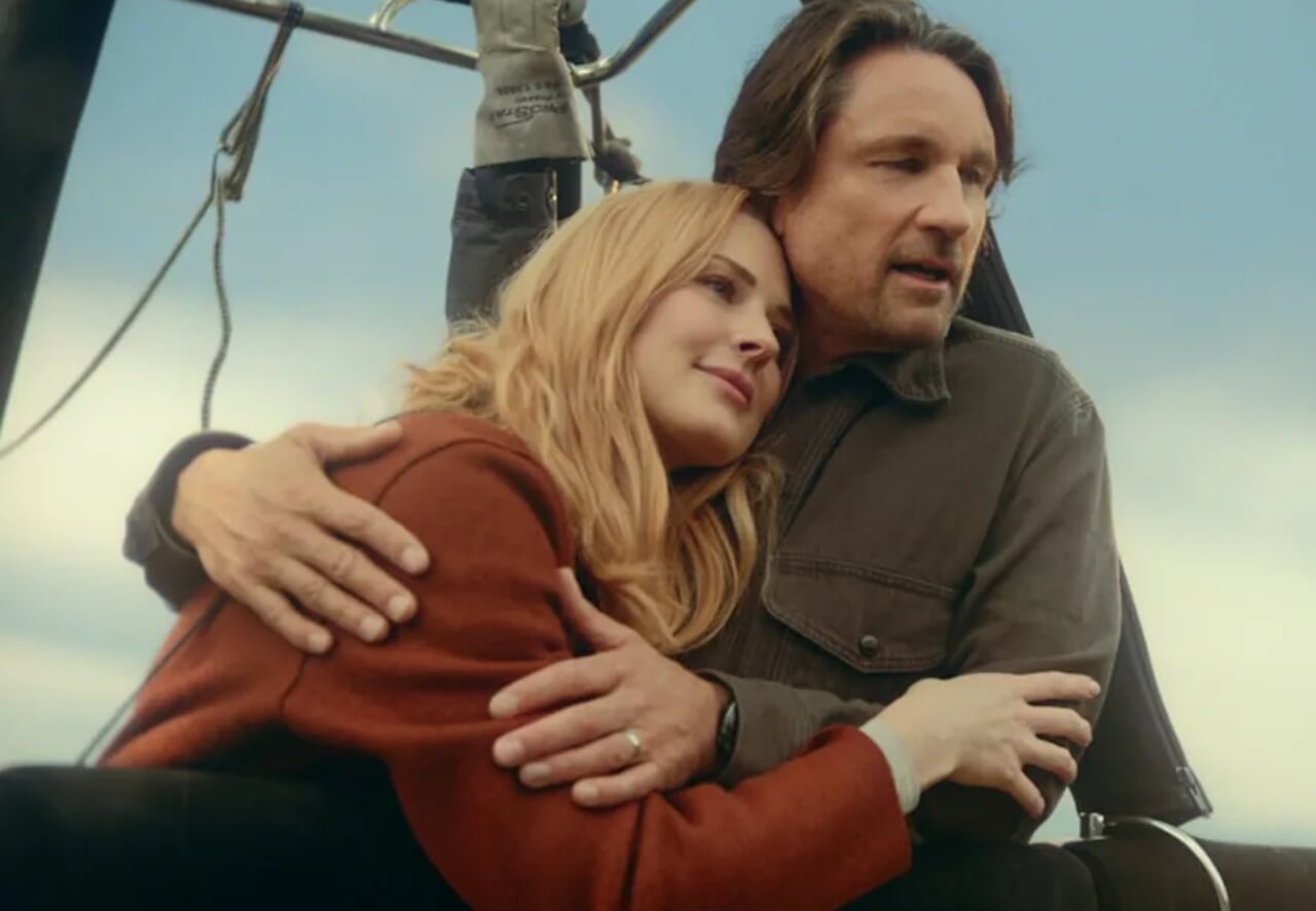 Cozy setup with blanket and coffee while watching Virgin River.