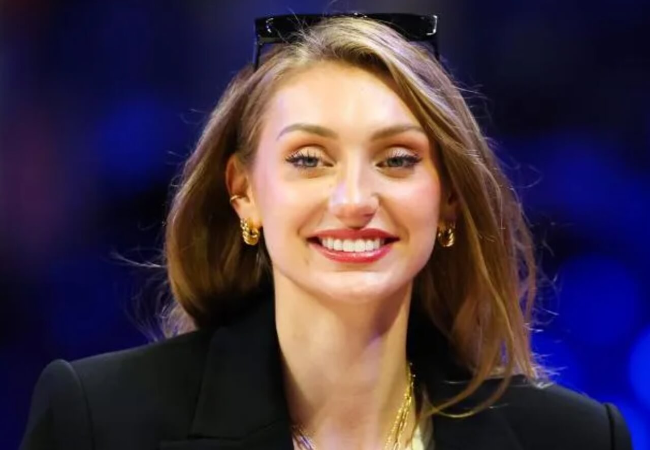 Cameron Brink in chic two-piece bridal shower outfit with friends.