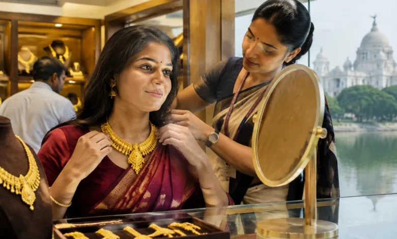 Editorial news photograph depicting: Gold Rate Today in West Bengal 29th October 2026 : 22…